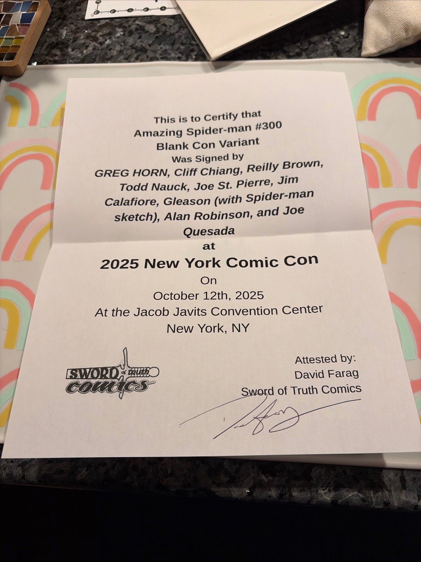 Amazing SPIDER-MAN 300 variant SIGNED BY 9 with sketch COVER
