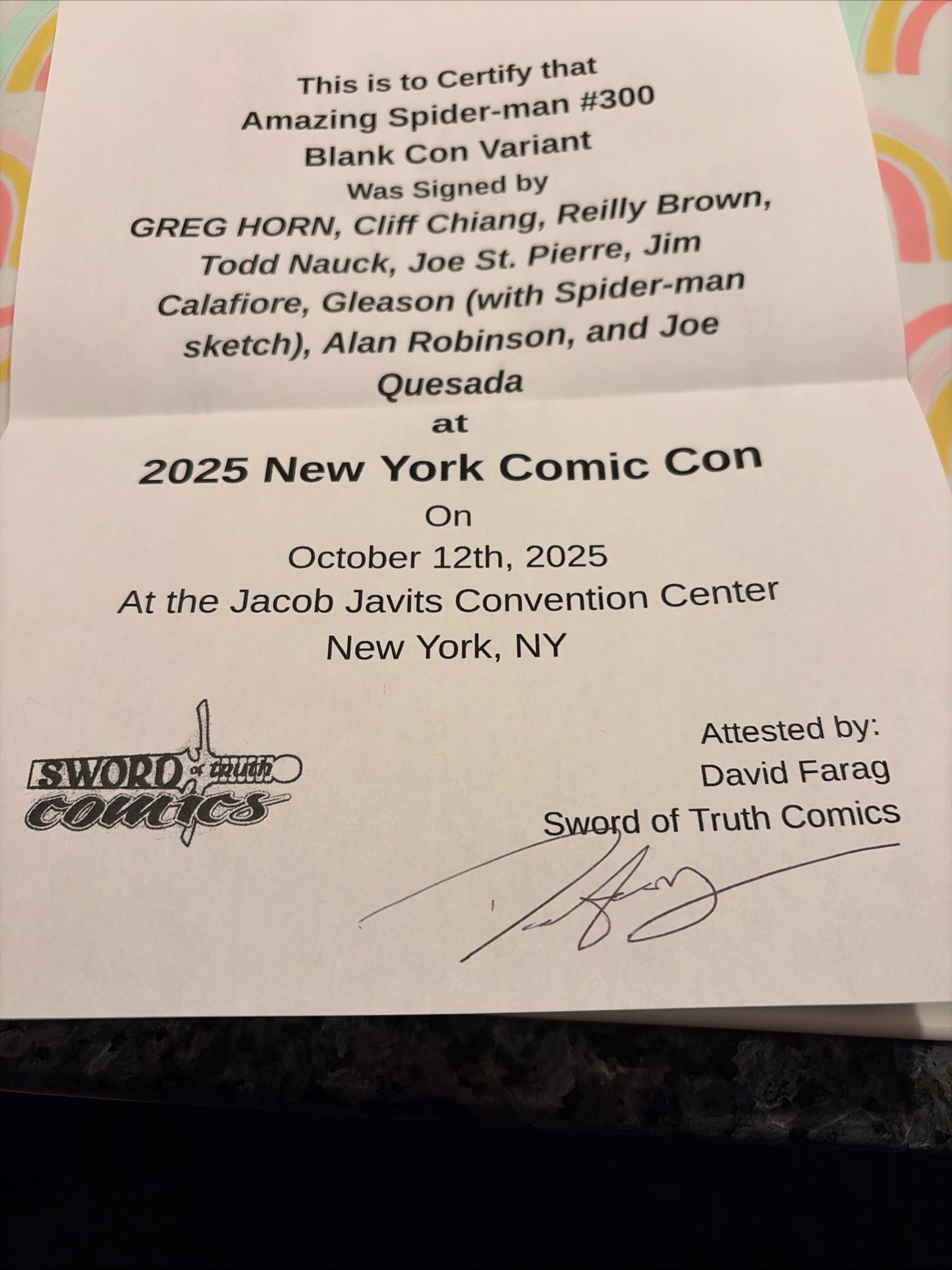 Amazing SPIDER-MAN 300 variant SIGNED BY 9 with sketch COVER