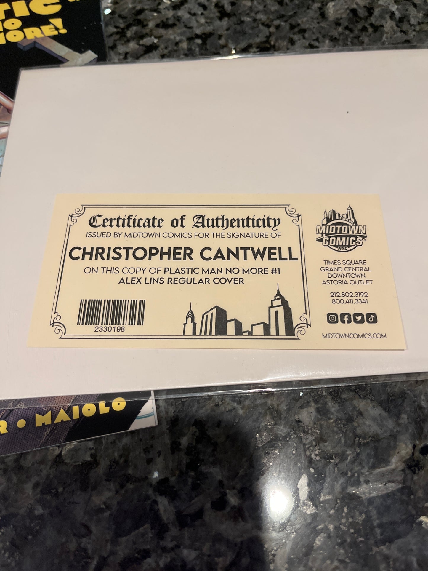 PLASTIC MAN NO MORE #1 SIGNED BY CHRISTOPHER CANTWELL W/COA