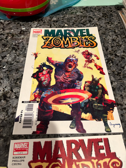 COMPLETE SET MARVEL ZOMBIES 1-5 plus DEAD DAYS ONE SHOT #2&3 wrinkled